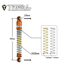 TREAL AX24 Shocks 53mm Aluminum Threaded Shock Adjustable Absorber Oil Damper compatible with 1/24 Axial AX24 XC-1 Upgrades (ORANGE) - HeliDirect
