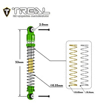 TREAL AX24 Shocks 53mm Aluminum Threaded Shock Adjustable Absorber Oil Damper compatible with 1/24 Axial AX24 XC-1 Upgrades (GREEN) - HeliDirect