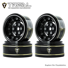 TREAL 1.0 Beadlock Wheels Deep Dish Rims (4P) for SCX24 AX24 FCX24 TRX4M 1/24 1/18 Crawler Car-Type F - BLACK - HeliDirect