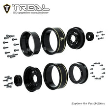 TREAL 1.0 Beadlock Wheels Deep Dish Rims (4P) for SCX24 AX24 FCX24 TRX4M 1/24 1/18 Crawler Car-Type F - BLACK - HeliDirect