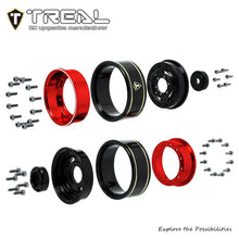 TREAL 1.0 Beadlock Wheels Deep Dish Rims (4P) for SCX24 AX24 FCX24 TRX4M 1/24 1/18 Crawler Car-Type F - BLACK & RED - HeliDirect