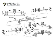 TREAL SCX24 Rear Portal Axles Complete Kit, Aluminum 7075 CNC Machined Axle Housing for Axial 1/24 SCX24 - BLACK - HeliDirect
