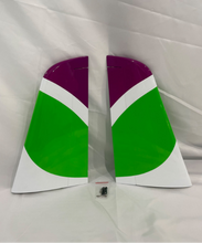 Boomerang Atom Stabs with hatches, control horns, pushrods and linkages - Green White Purple