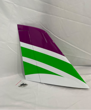 Boomerang Atom Vertical Fin with hatch, control horn, pushrod and linkages - Green White Purple