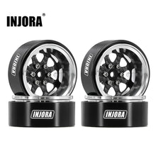 INJORA 1.3" ModuWheel Silver Beadlock Wheels Negative Offset For 1/18 1/24 RC Crawlers - 8 SPOKE SILVER WHEELS
