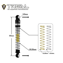 TREAL AX24 Shocks 53mm Aluminum Threaded Shock Adjustable Absorber Oil Damper compatible with 1/24 Axial AX24 XC-1 Upgrades (BLACK) - HeliDirect
