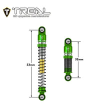 TREAL AX24 Shocks 53mm Aluminum Threaded Shock Adjustable Absorber Oil Damper compatible with 1/24 Axial AX24 XC-1 Upgrades (GREEN) - HeliDirect