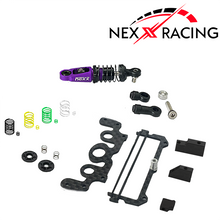 NXUSA-300-62 Nexx Racing Combo Dual Spring Center Oil Shock Premium + Conversion Battery Mount for Specter Kit - PURPLE - HeliDirect
